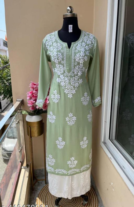 Beautiful designer lucknowi embroidery Kurti plazo