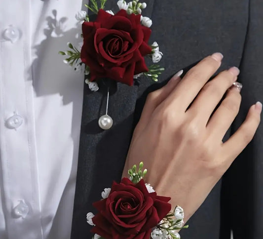 Beautiful designer bride & groom brooch & wrist band set