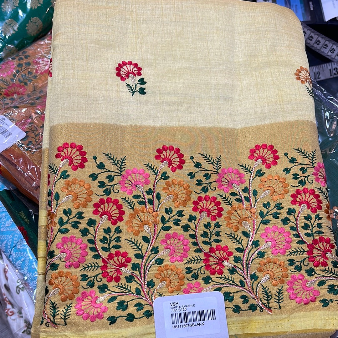 Beautiful designer embroidery silk saree