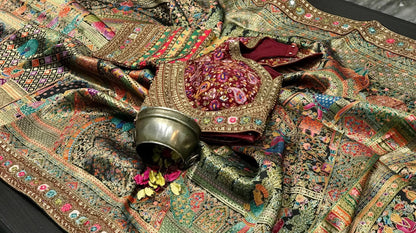 Beautiful designer Pure Kanni Silk Woven Sarees with Ready Blouse and Sabysachi Border