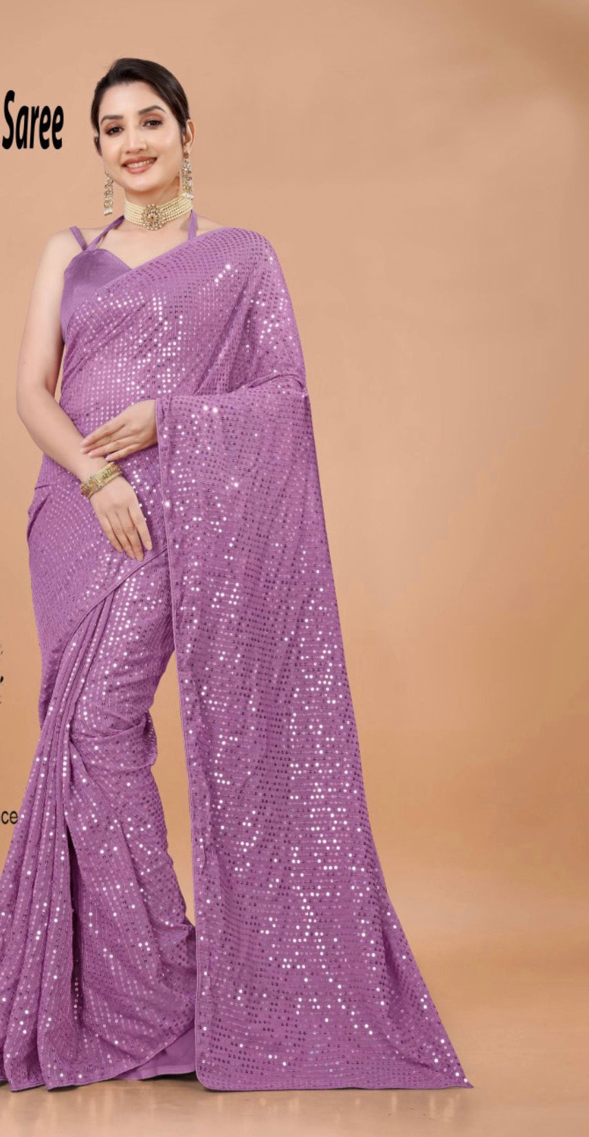 Beautiful designer ready to wear sequins saree