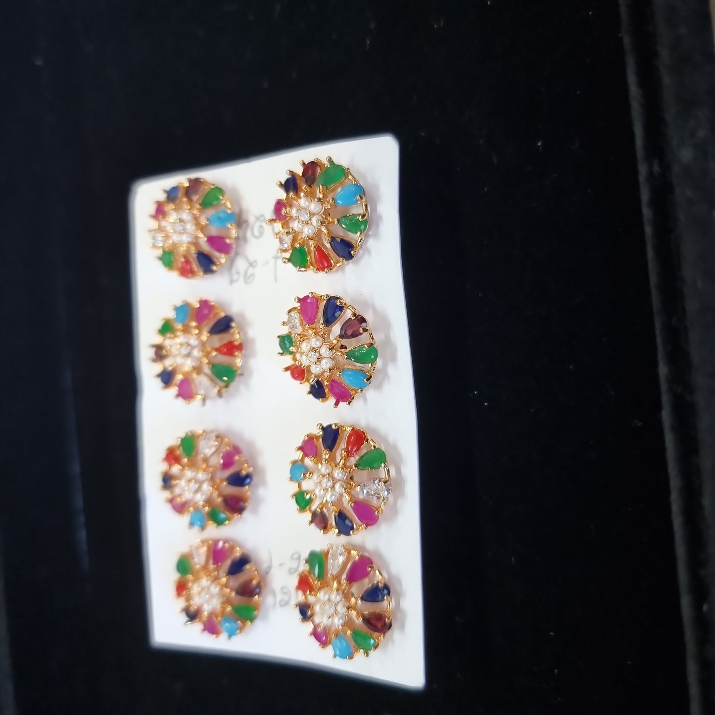 Beautiful designer American diamond studs multicoloured