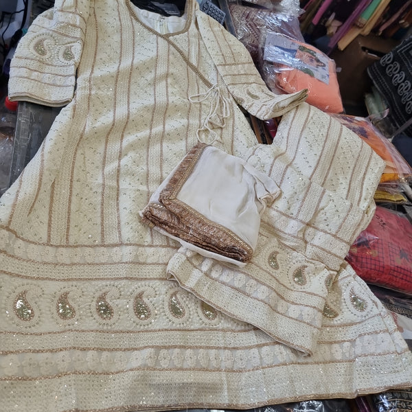 Beautiful designer style plazo suit with lucknowi embroidery