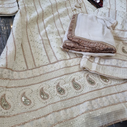 Beautiful designer style plazo suit with lucknowi embroidery