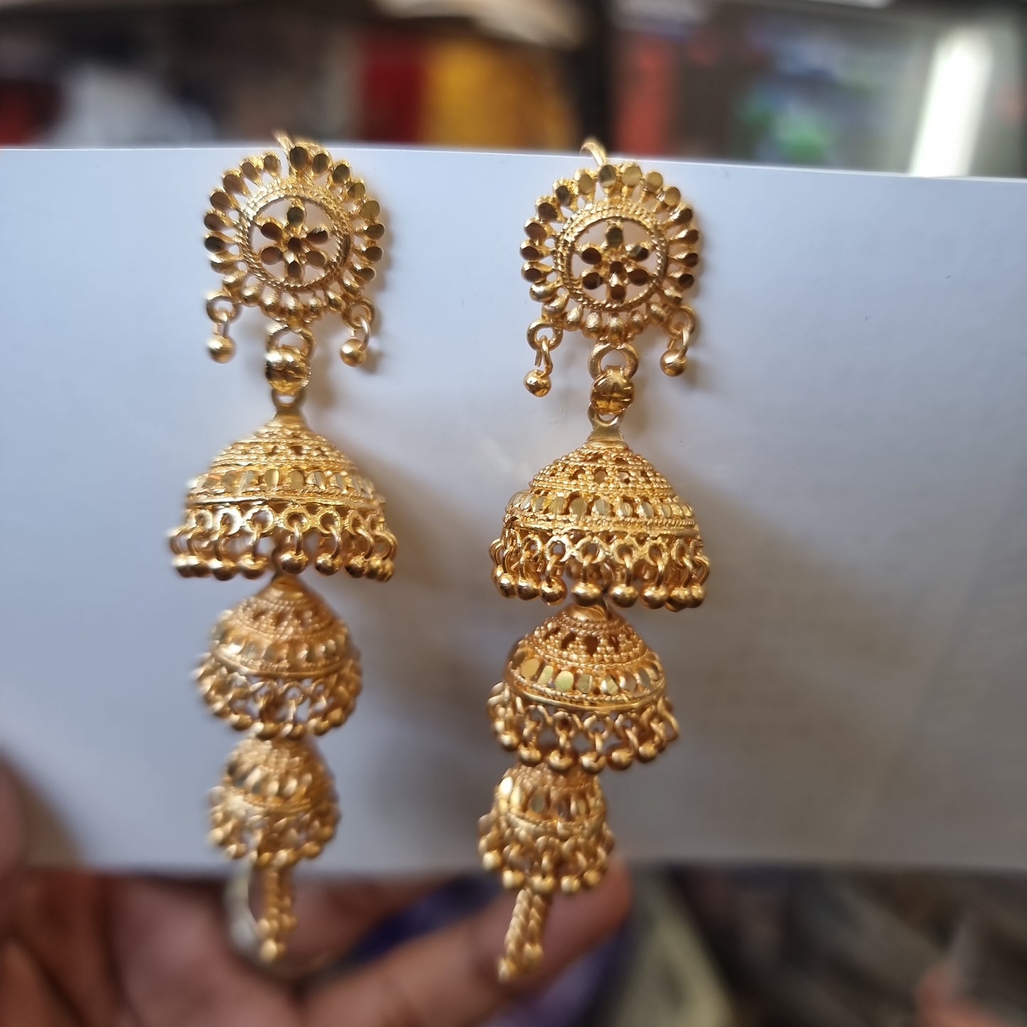 Beautiful triple layer jhumkas gold plated