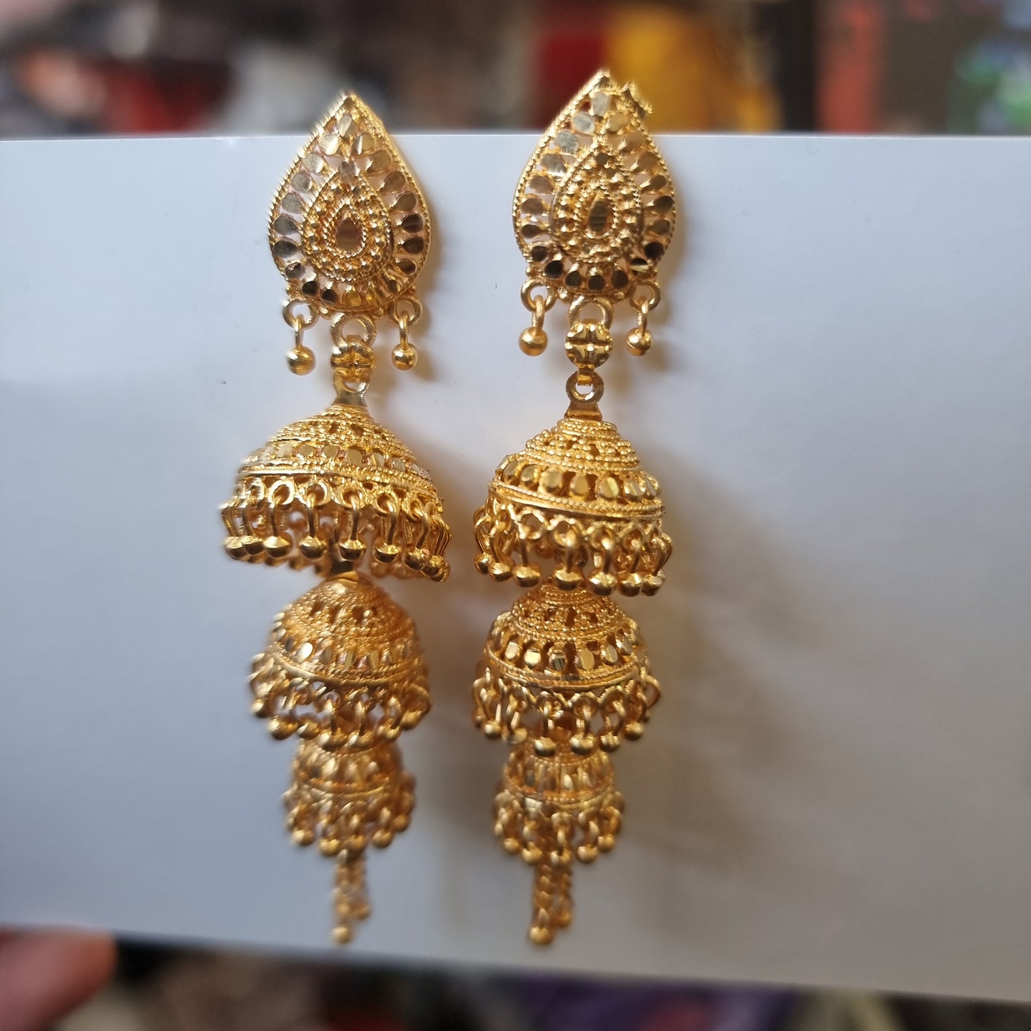 Beautiful triple layer jhumkas gold plated