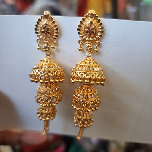 Beautiful triple layer jhumkas gold plated