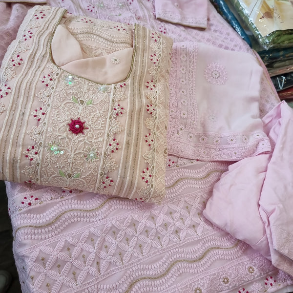 Beautiful designer lucknowi embroidery patiala suit