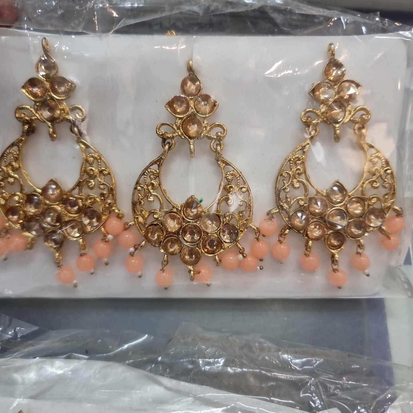 Beautiful designer kundan earrings with bindi/tikka