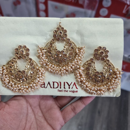 Beautiful designer earings with tikka/bindi