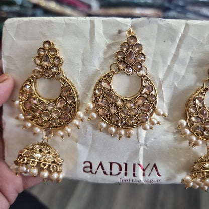 Beautiful designer earings with tikka/bindi