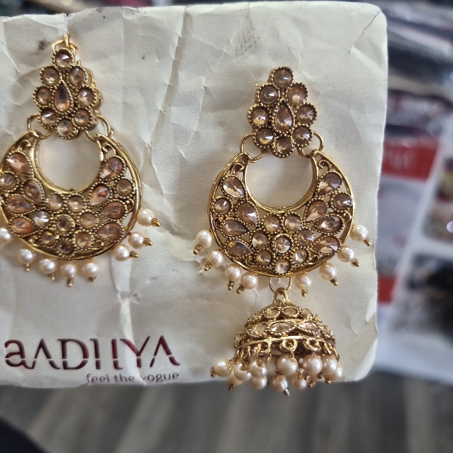 Beautiful designer earings with tikka/bindi