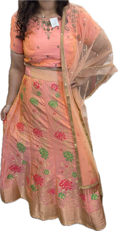 Beautiful designer pure brocade lengha choli