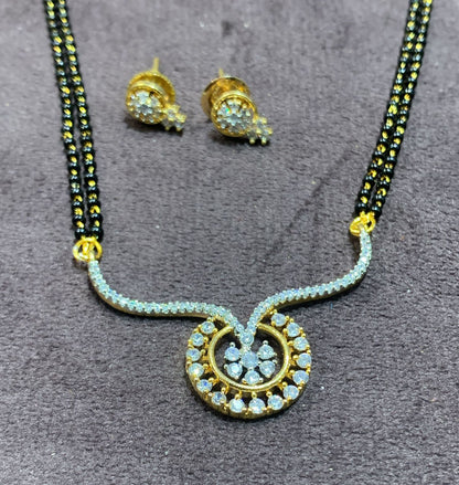 Beautiful designer American diamond mangalsutra with earrings