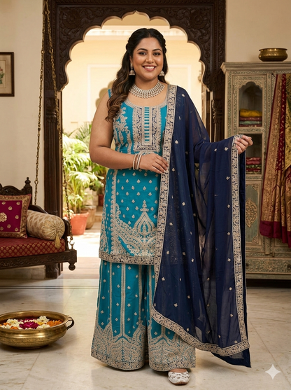 Beautiful designer plazo suit