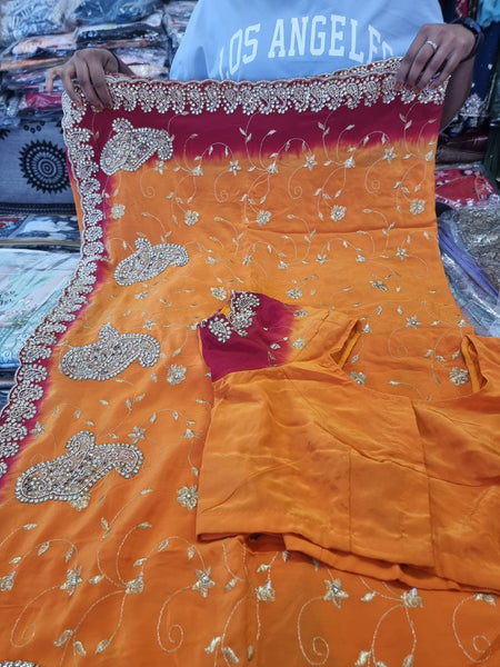 Beautiful designer silk saree with readymade blouse