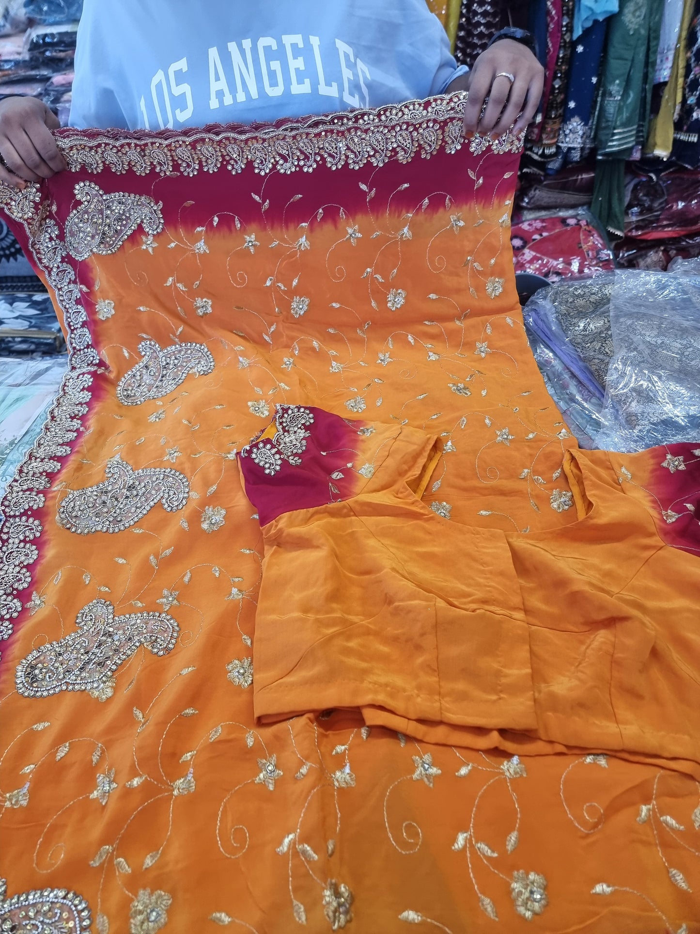 Beautiful designer silk saree with readymade blouse