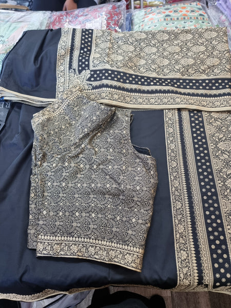 Beautiful designer silk saree with readymade blouse