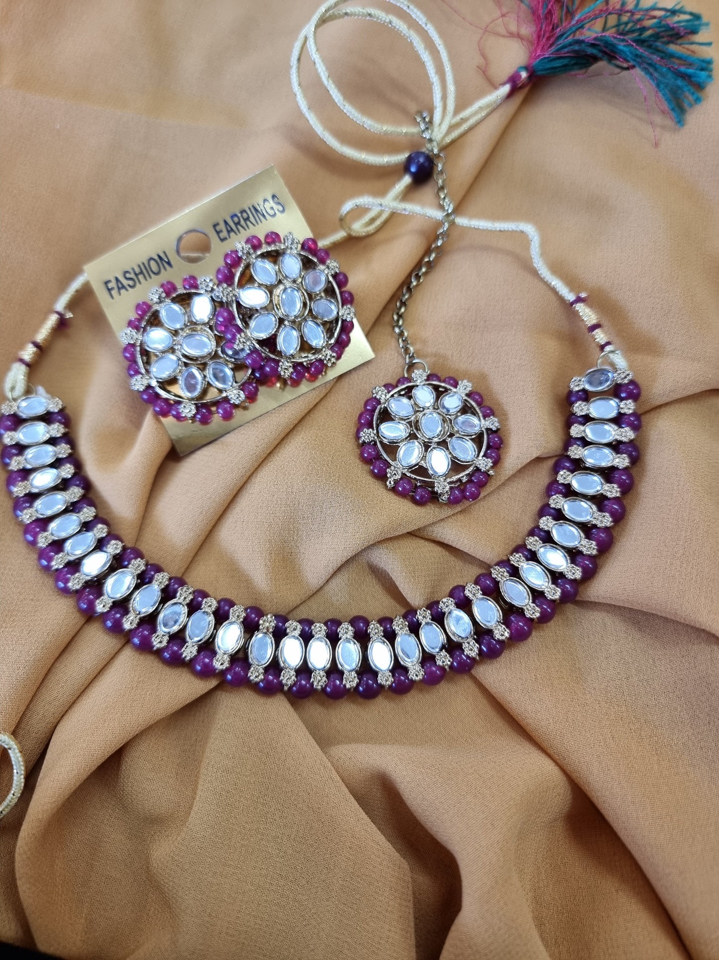 Beautiful designer choker set with stud earings and tokkah