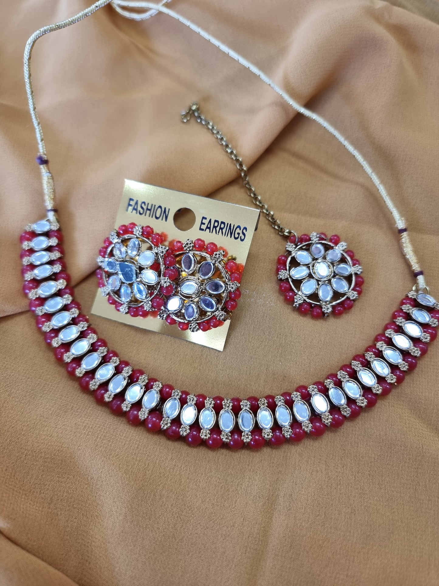 Beautiful designer choker set with stud earings and tokkah