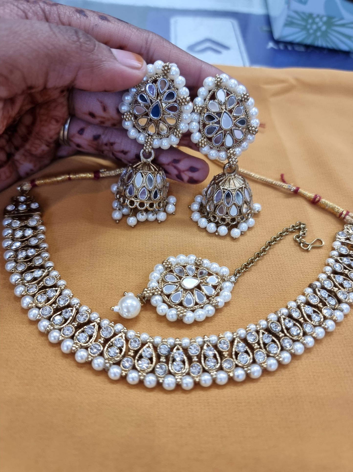 Beautiful designer polki necklace set