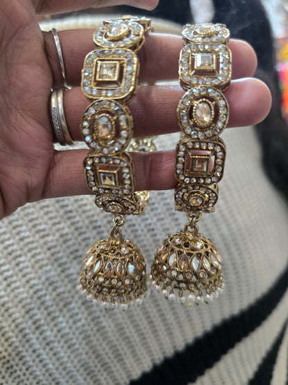 Beautiful designer gold with jhumka dangle