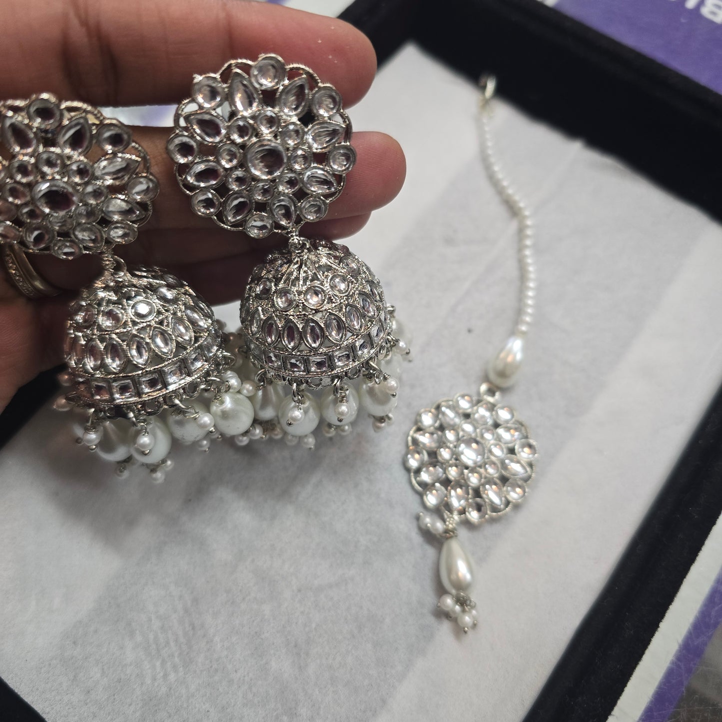 Beautiful designer jhumki earing and tikkah set