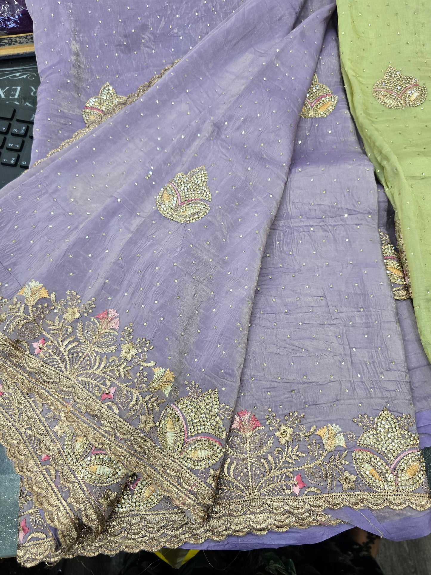 Beautiful designer fully embroidery saree.