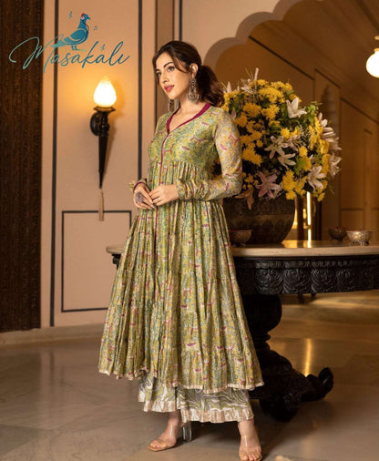 Beautiful designer Soft Chanderi Silk Fabric Readymade anarkhali suit