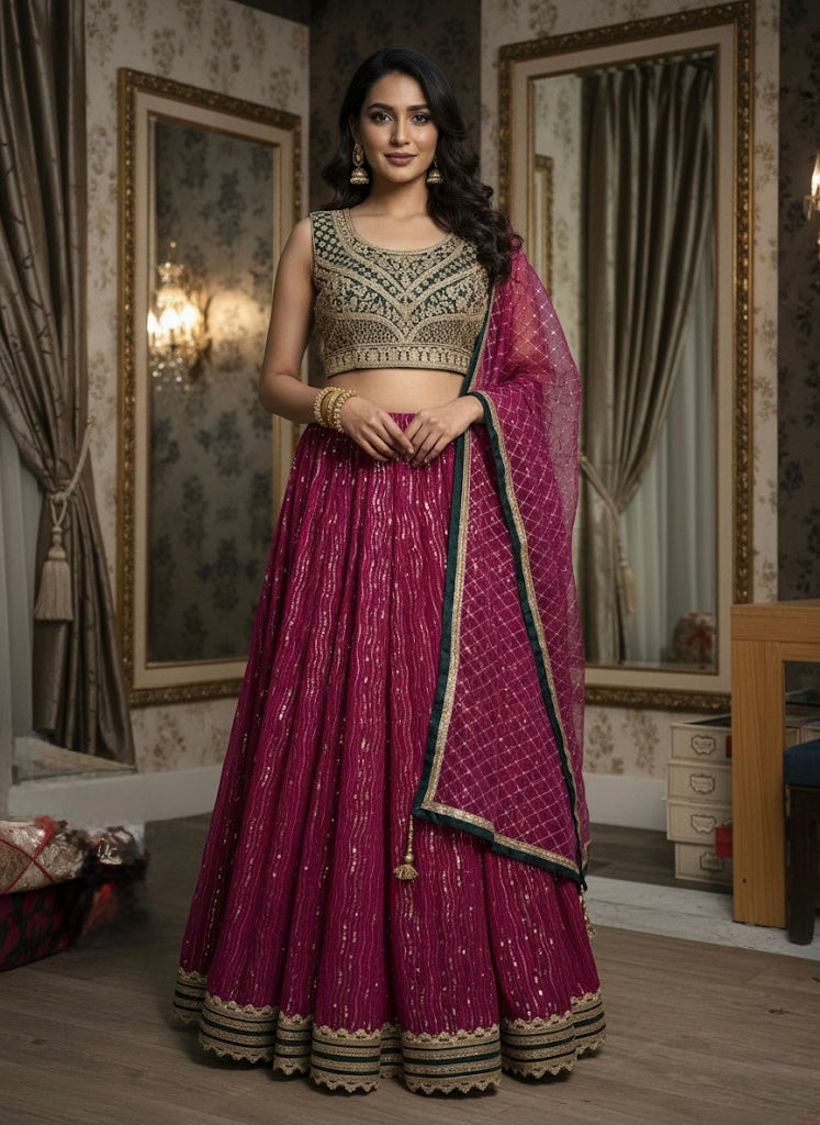 Beautiful designer sequins work readymade lengha choli