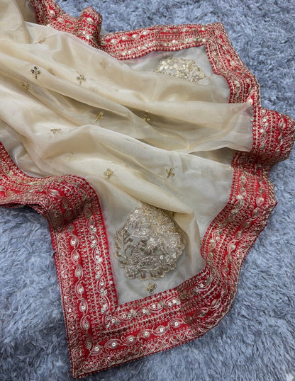 Beautiful designer organza silk saree