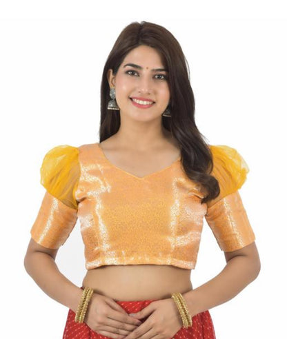 Beautiful designer net sleeves brocade blouse