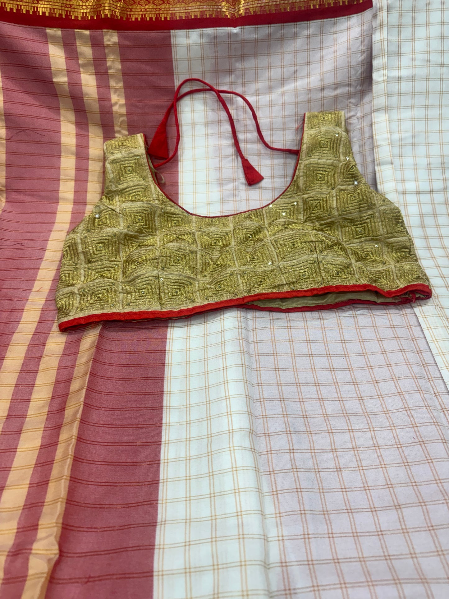 Beautiful designer saree & blouse combo
