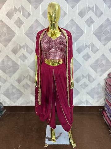 Beautiful designer Indowestern dhoti choli shrug suit