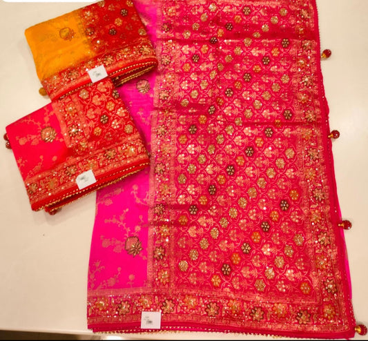 Beautiful designer fully embroidery silk saree