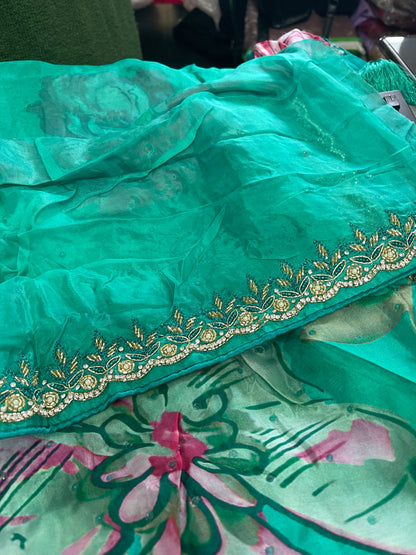 Beautiful designer floral hand work saree