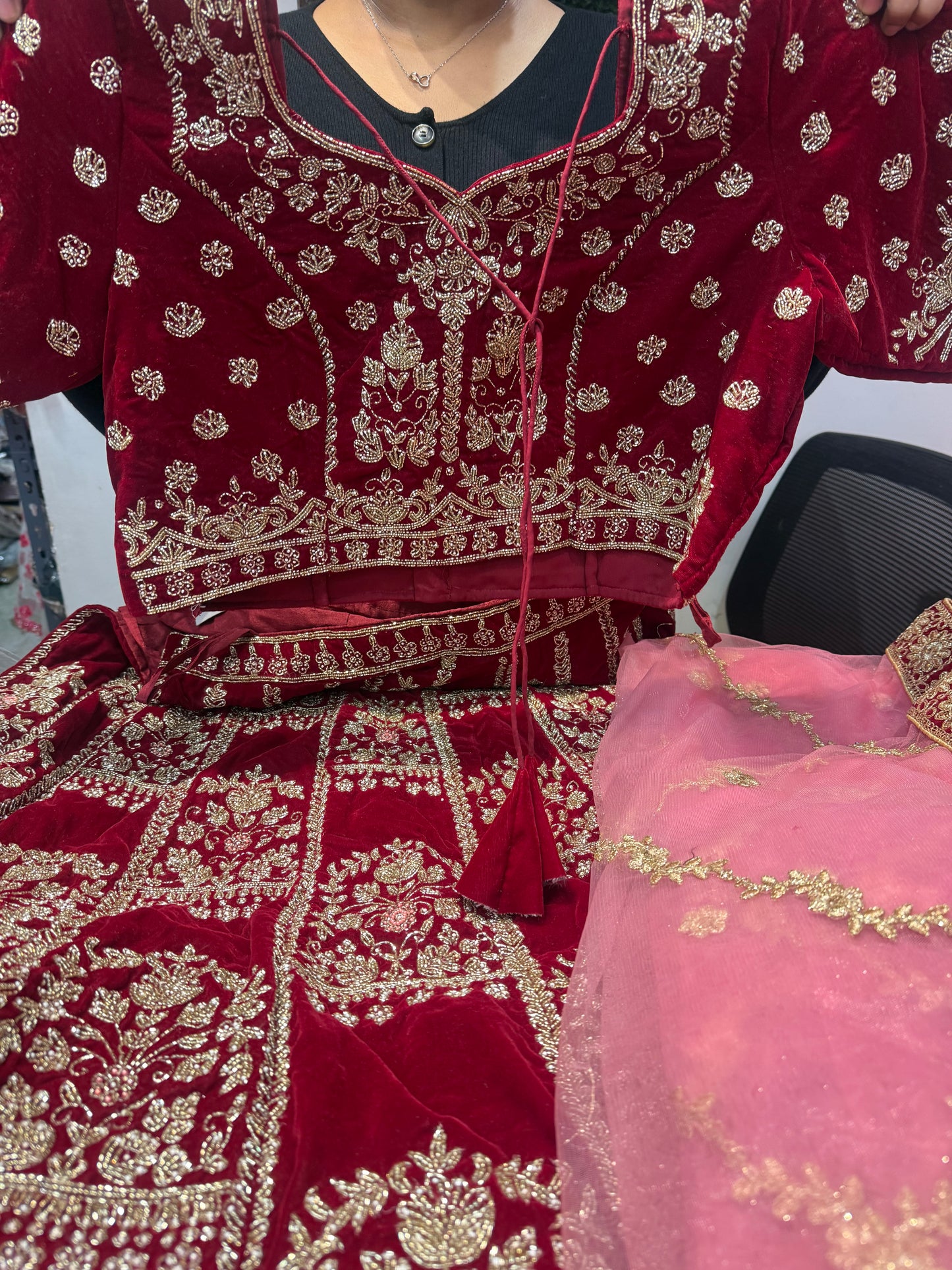 Beautiful designer bridal velvet readymade lengha