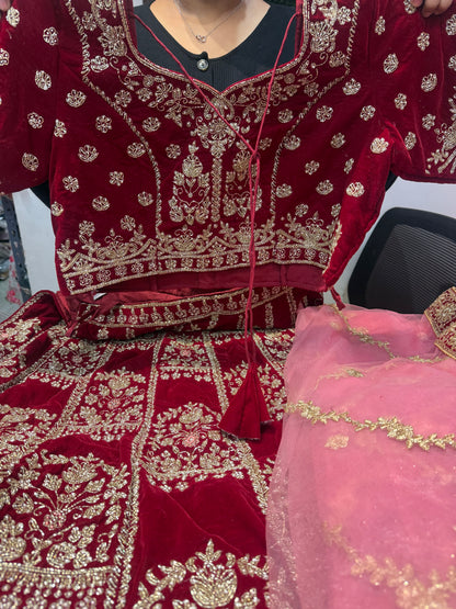 Beautiful designer bridal velvet readymade lengha