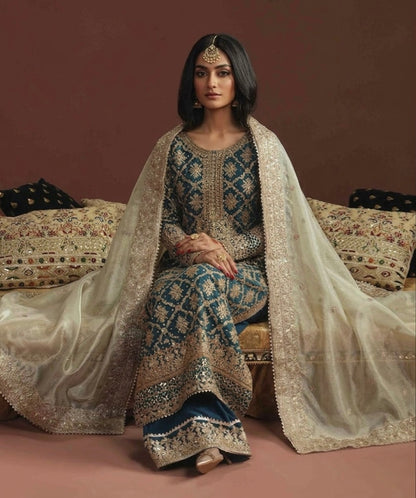 Beautiful designer Pakistani style plazo suit