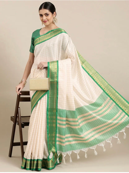 Beautiful designer chettinad checked silk saree