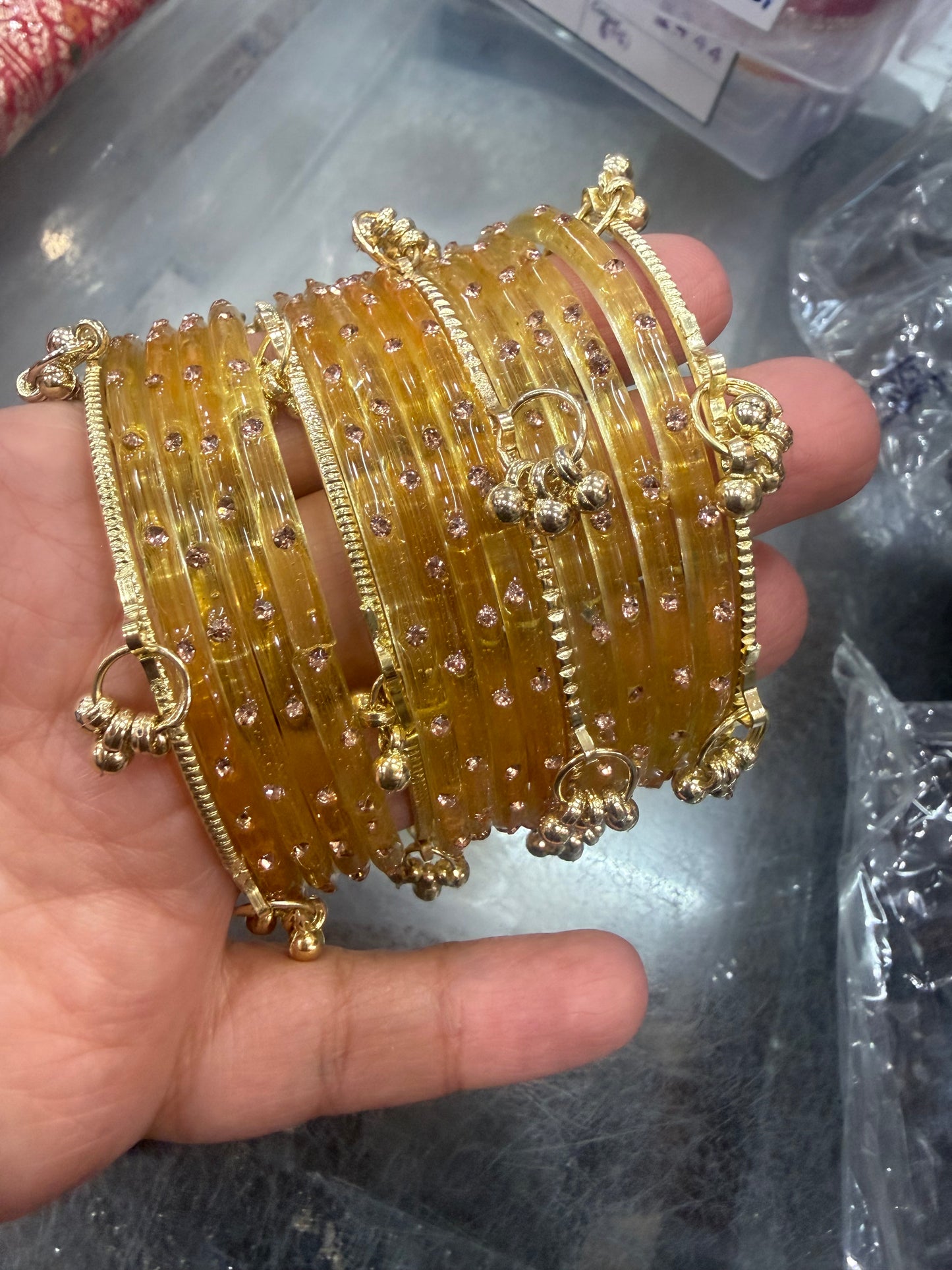 Beautiful designer multicolor raindrop bangles with Kashmiri bangles