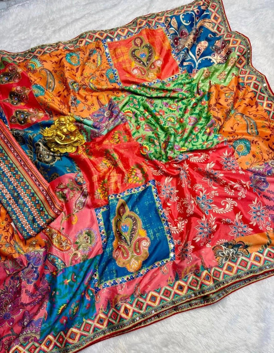 Beautiful designer multicolor saree