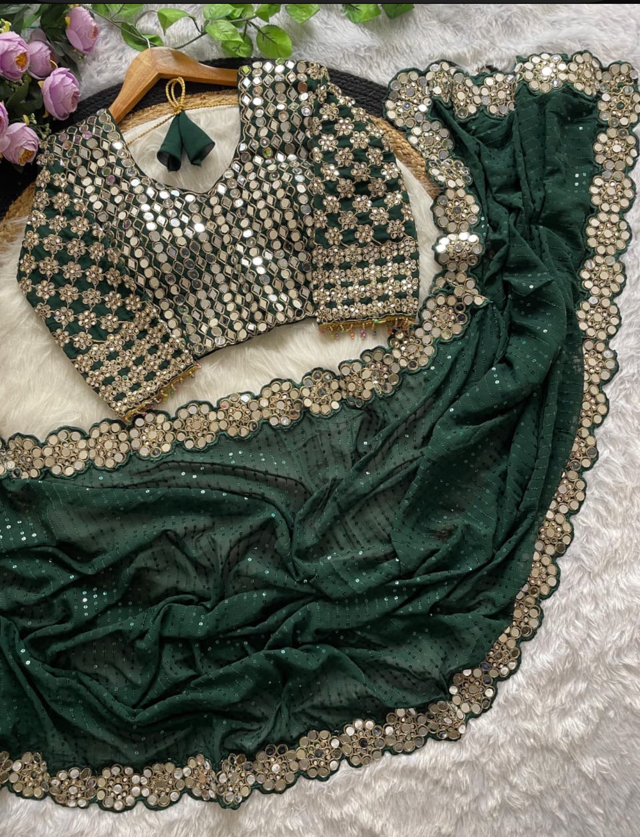 Beautiful designer Designer Mirror Work sarees