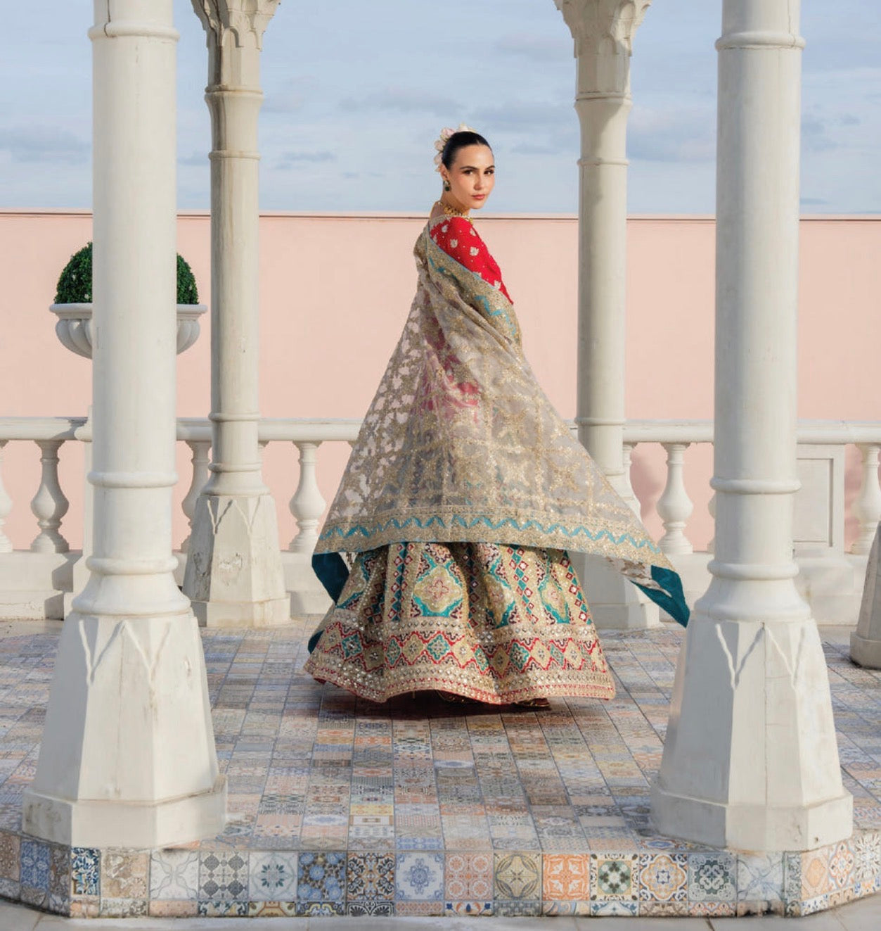 Beautiful designer Pakistani style long top lengha suit