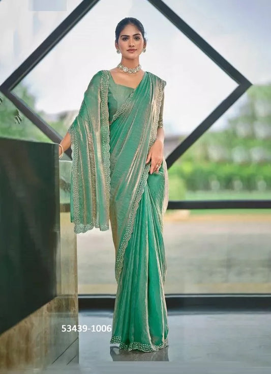 Beautiful designer hand work silk saree