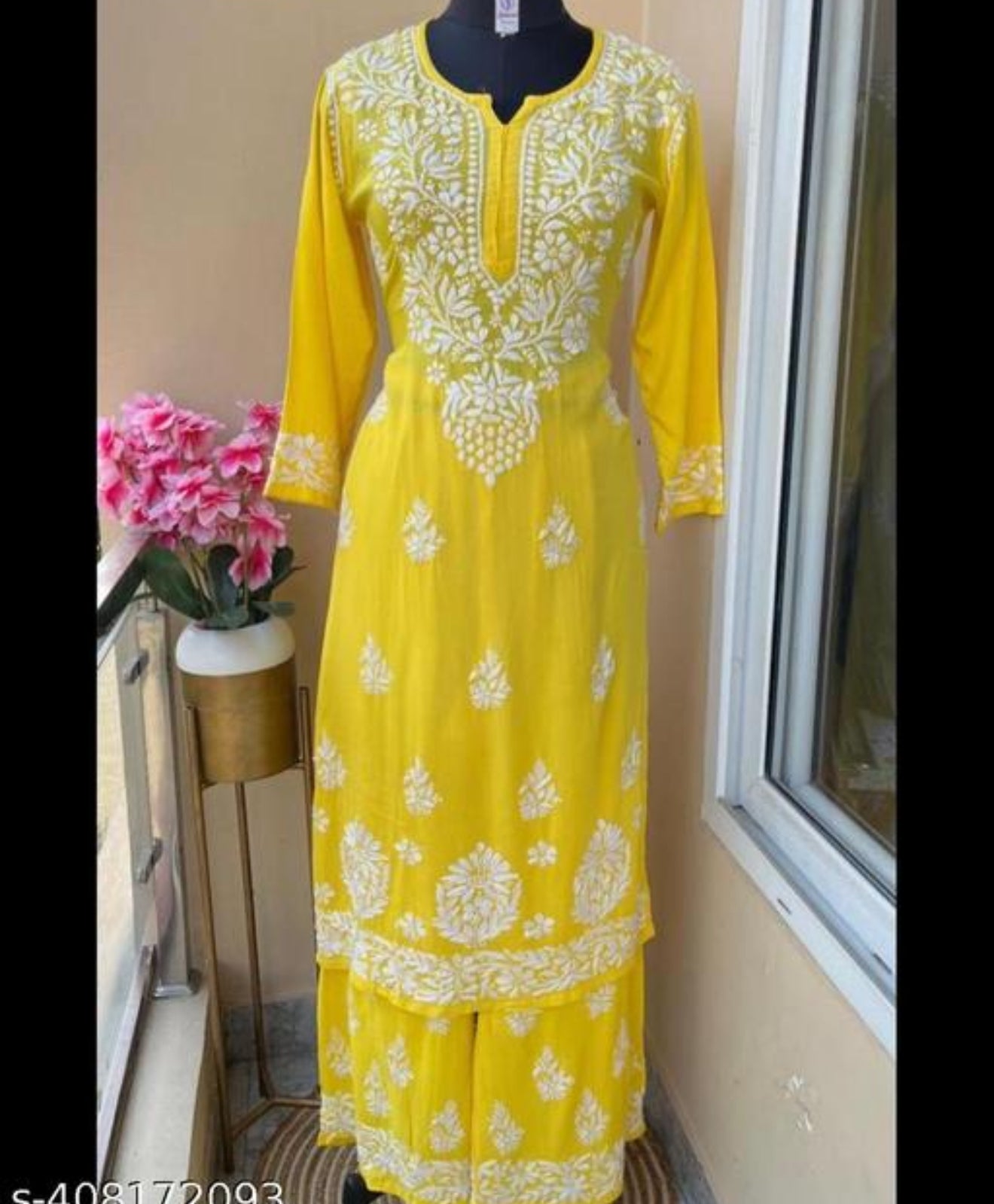 Beautiful designer lucknowi embroidery Kurti plazo