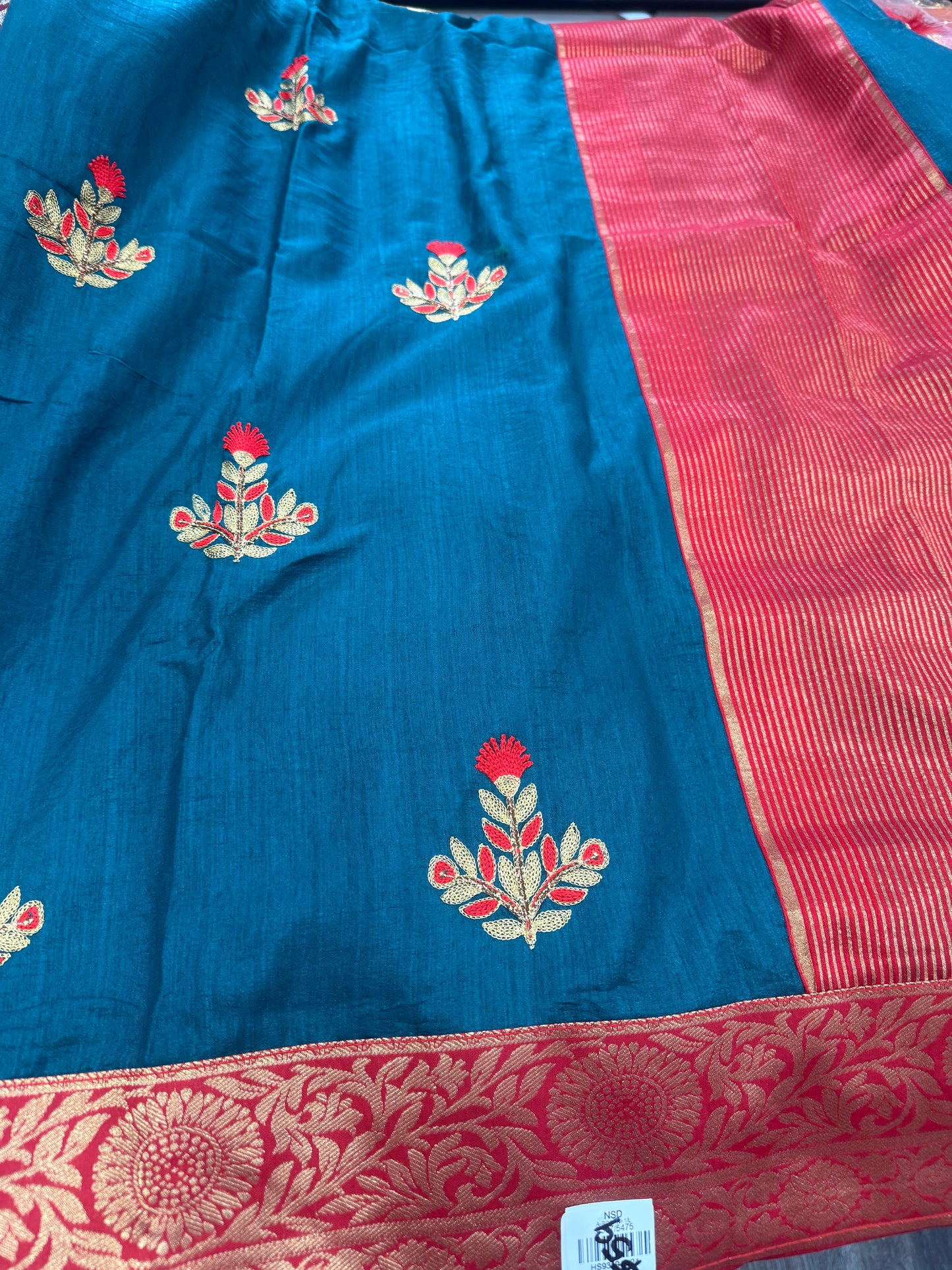 Beautiful designer embroidery silk saree