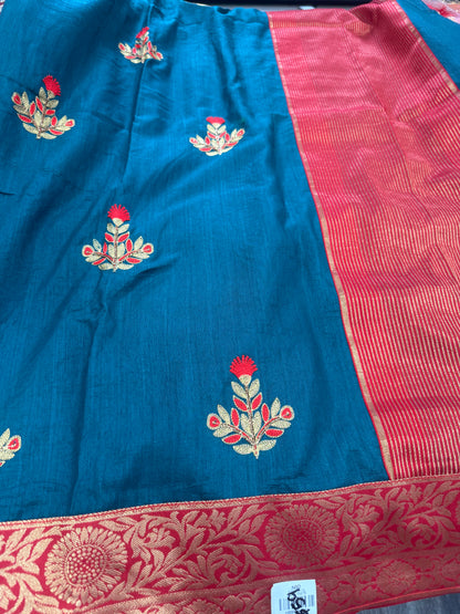 Beautiful designer embroidery silk saree