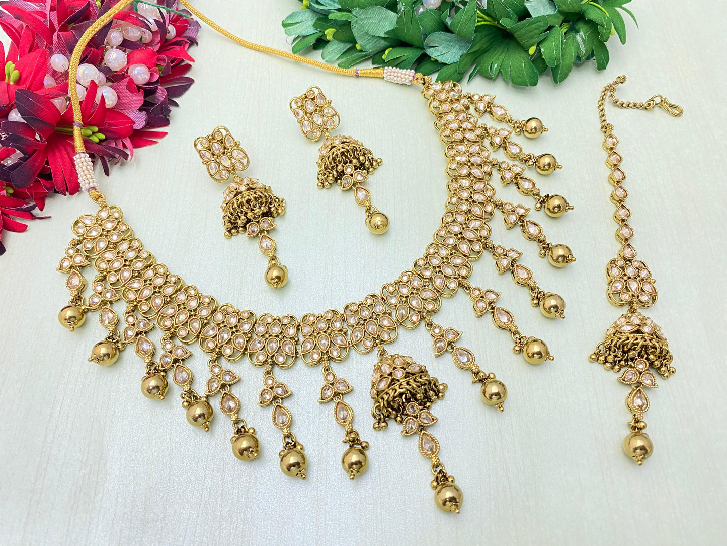 Beautiful designer polki necklace set