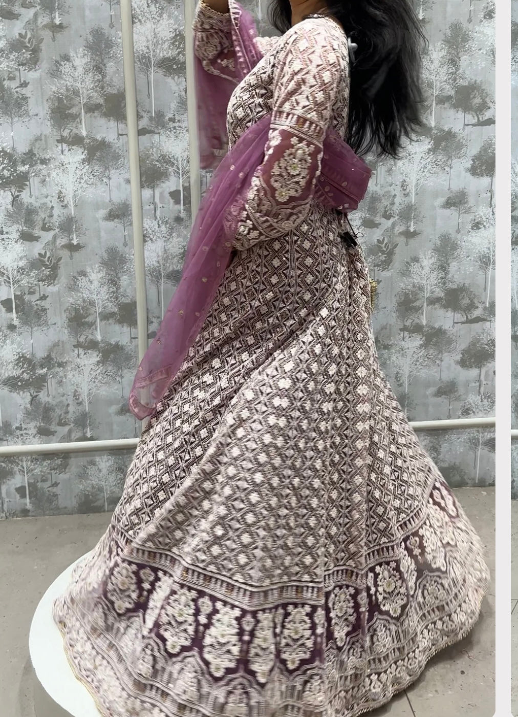 Beautiful designer anarkhali with lucknowi embroidery